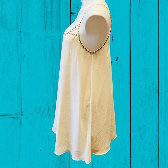 Forever 21 Dress Chiffon Women's Large Mini Beaded Light Flowy Strappy Flapper - Picture 5 of 6